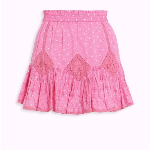 LoveShackFancy beautiful and feminine pink mini skirt.